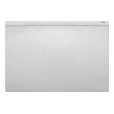 Папка-конверт на молнии сбоку  A4, толщина  0.15мм, белая молния, Россия, карман под визитку