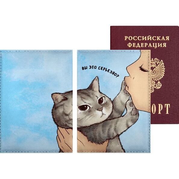 Обложка д/паспорта "deVENTE. Вы это серьезно?" 10x14 см, искусственная кожа, поролон, цветная печать
